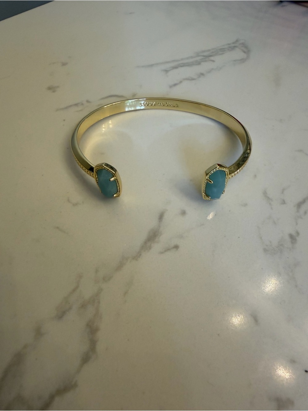 Kendra Scott Gold Open Cuff with Aqua Stones